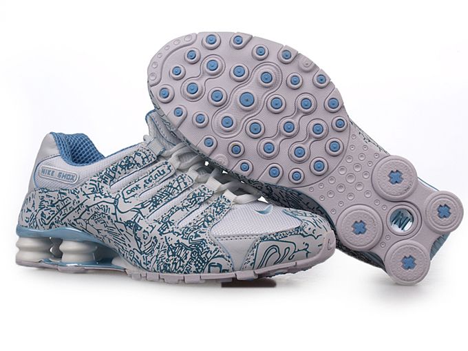 Womens Nike Shox Nz Mesh Up Shoes White Skyblue - Click Image to Close